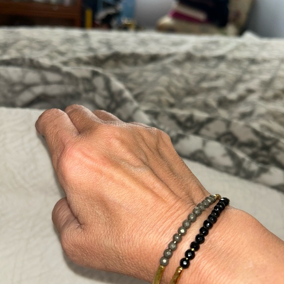 Gorjana Gold and Black onyx and Gold and Hematite bracelets - Picture 2 of 3